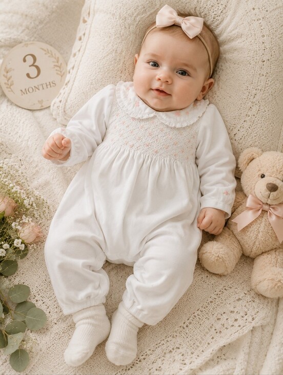 Ralph Lauren Other - Ralph Lauren Baby Smocked Floral Collar Romper 3M Heirloom One Piece